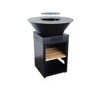 Brasero barbacoa con parrilla de cocción y funda, ø81,5cm negro - 81.5x81.5x115.5 cm