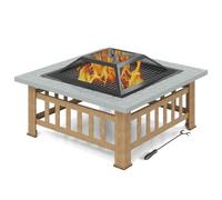 Brasero exterior 3 en 1 para jardín 81 x 81 x 50 cm con seguridad óptima y gran capacidad de acero gris 20_0010781