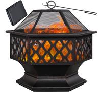 Brasero exterior hexagonal, 70x605cm, con cubierta