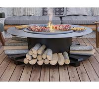 Brasero plancha grill con compartimento para leña - Ancho 120 x Prof. 120 x Alt. 40 cm - BARCENA