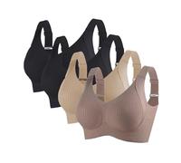 Brasier ajustable acanalado push-up para mujer, último estilo, espalda push-up sin costuras, talla grande, brasier deportivo diario, 3 + 3 + 4 + 1, 4XL
