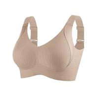 Brasier ajustable acanalado push-up para mujer, último estilo, espalda push-up sin costuras, talla grande, brasier deportivo diario, Tono de piel., M