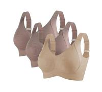 Brasier ajustable acanalado push-up para mujer, último estilo, espalda push-up sin costuras, talla grande, brasier deportivo diario, Café + Café + Piel [3], 3XL