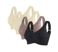 Brasier ajustable acanalado push-up para mujer, último estilo, espalda push-up sin costuras, talla grande, brasier deportivo diario, 2+2+1+3, M