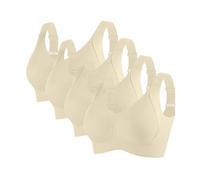 Brasier ajustable acanalado push-up para mujer, último estilo, espalda push-up sin costuras, talla grande, brasier deportivo diario, Blanco + Blanco + Blanco + Blanco, M