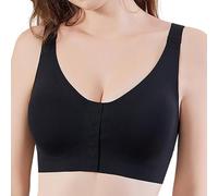 Brasier cómodo sin costuras para mujer, para reconstrucción de pecho, cierre frontal, cáncer de mama y ropa interior versátil, para todo el día, invisible debajo de la ropa, Negro, XXL