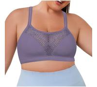 Brasier de cobertura completa, copa suave, color sólido, hueco, correa de hombro deportiva, recogida, tamaño grande, sin costuras, cómodo, transpirable, Morado (, S