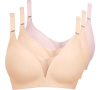 Brasier de cobertura completa, copa suave, conjunto de 3 piezas para mujer, sin varillas, cuello en V, sin ropa interior, talla grande, diario, sin costuras, cómodo, transpirable, Paquete de 6, XL