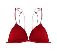 Brasier de copa triangular con hebilla frontal para mujer con espalda abierta y cuello profundo, construcción de tela fina (XL (XL (38ABC) rojo)