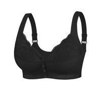 Brasier de figura completa de gran tamaño con cierre frontal para mujer, transpirable, sin aros, soporte diario, alto impacto, parte superior de tubo bandeau, Negro, 105D