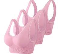 Brasier de figura completa, paquete de 3 unidades, cómodo, corsé frontal con hebilla lateral, sin aros y forma de tubo bandeau de alto impacto, rosa, M