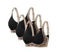 Brasier de figura completa, suave, cómodo, sin varillas, para mujer, para deportes, 3 piezas, de alto impacto, parte superior de tubo bandeau, Negro, XL