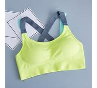 Brasier de fitness con espalda cruzada para mujer, ideal para correr, yoga y actividades, longitud regular, estilo de color puro, aplicabilidad en las cuatro estaciones (M amarillo)