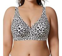 Brasier de leopardo para mujer, sexy, sin costuras, sin varillas | Ropa interior tipo bandeau para mujer, talla grande, con soporte suave, cobertura completa, para postura, push up