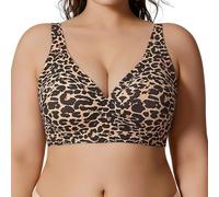 Brasier de leopardo para mujer, sexy, sin costuras, sin varillas | Ropa interior tipo bandeau para mujer, talla grande, con soporte suave, cobertura completa, para postura, push up