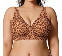 Brasier de leopardo para mujer, sexy, sin costuras, sin varillas | Ropa interior tipo bandeau para mujer, talla grande, con soporte suave, cobertura completa, para postura, push up