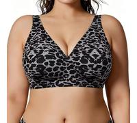 Brasier de leopardo para mujer, sexy, sin costuras, sin varillas | Ropa interior tipo bandeau para mujer, talla grande, con soporte suave, cobertura completa, para postura, push up