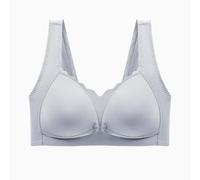 Brasier de margaritas con broches frontales para mujer, festoneado, realce hacia arriba, talla grande, cómodo, sin aros, cobertura completa, transpirable, acolchado, para busto grande, Negro, M