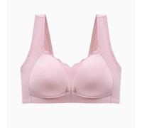 Brasier de margaritas con broches frontales para mujer, festoneado, realce hacia arriba, talla grande, cómodo, sin aros, cobertura completa, transpirable, acolchado, para busto grande, rosa, XL