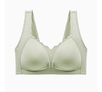 Brasier de margaritas con broches frontales para mujer, festoneado, realce hacia arriba, talla grande, cómodo, sin aros, cobertura completa, transpirable, acolchado, para busto grande, verde, M