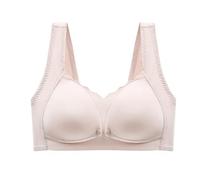 Brasier de margaritas con broches frontales para mujer, festoneado, realce hacia arriba, talla grande, cómodo, sin aros, cobertura completa, transpirable, acolchado, para busto grande, beige, XXL
