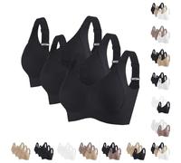 Brasier deportivo acanalado push up ajustable sin varillas para mujer, 3 piezas, sin costuras, de soporte completo, transpirable, para tallas grandes todos los días, C, 3XL
