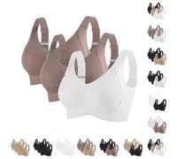 Brasier deportivo acanalado push up ajustable sin varillas para mujer, 3 piezas, sin costuras, de soporte completo, transpirable, para tallas grandes todos los días, g, 3XL