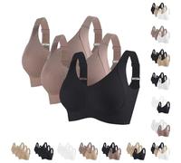 Brasier deportivo acanalado push up ajustable sin varillas para mujer, 3 piezas, sin costuras, de soporte completo, transpirable, para tallas grandes todos los días, J, XL
