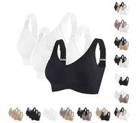 Brasier deportivo acanalado push up ajustable sin varillas para mujer, 3 piezas, sin costuras, de soporte completo, transpirable, para tallas grandes todos los días, I, 4XL
