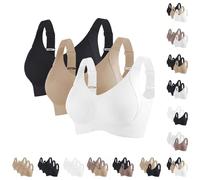 Brasier deportivo acanalado push up ajustable sin varillas para mujer, 3 piezas, sin costuras, de soporte completo, transpirable, para tallas grandes todos los días, e, L