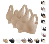 Brasier deportivo acanalado push up ajustable sin varillas para mujer, 3 piezas, sin costuras, de soporte completo, transpirable, para tallas grandes todos los días, M, XL