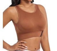 Brasier deportivo para correr a prueba de golpes y flacidez, se puede llevar fuera sin anillo de acero recogido, marrón, M