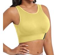 Brasier deportivo para correr a prueba de golpes y flacidez, se puede llevar fuera sin anillo de acero recogido, amarillo, M