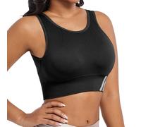 Brasier deportivo para correr a prueba de golpes y flacidez, se puede llevar fuera sin anillo de acero recogido, Negro, M