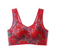 Brasier deportivo para correr para mujer, con correa ajustable, cobertura completa, cómodo, sin aros, sin aros, rosso, XXL