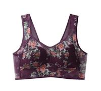 Brasier deportivo para correr para mujer, con correa ajustable, cobertura completa, cómodo, sin aros, sin aros, Morado (, XL