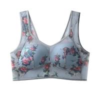Brasier deportivo para correr para mujer, con correa ajustable, cobertura completa, cómodo, sin aros, sin aros, azul, XXL