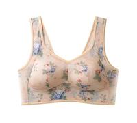 Brasier deportivo para correr para mujer, con correa ajustable, cobertura completa, cómodo, sin aros, sin aros, beige, 5XL