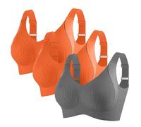 Brasier para mujer con soporte, acanalado, ajustable, sin varillas, paquete de 3 unidades, color liso, con cuatro pechos, ajustables, sin varillas, talla grande, verde claro, M