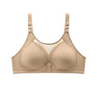 Brasier push up para mujer, cobertura completa, brasier de apoyo, ajustable, sin varillas, transpirable, para uso diario, cómodo, sin aros, 1D-beige, M