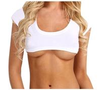 Brasier sin mangas sexy de color sólido para mujer, sin mangas, sin aros, para mujer, talla grande, acolchado, blanco, S