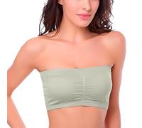 Brasier sin tirantes para mujer, sin tirantes, talla grande, parte superior acolchada extraíble, brasier elástico, sin tirantes, doble bandeau, suave, brasier de alambre, verde, XL