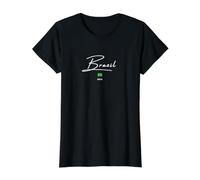 Brasil Bra Brazil Camiseta gráfica económica, Mujer, Negro, S