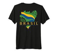 Brasil Brasil Bandera Mapa Hojas Tropicales América del Sur Camiseta Premium
