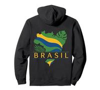 Brasil Brasil Bandera Mapa Hojas Tropicales América del Sur Sudadera con Capucha