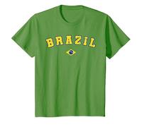 Brasil Camiseta Flag Fan Vintage Samba Brazil Fan Camiseta, Niños, Hierba, 8 años