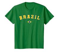 Brasil Camiseta Flag Fan Vintage Samba Brazil Fan Camiseta, Niños, Verde Kelly, 3 años