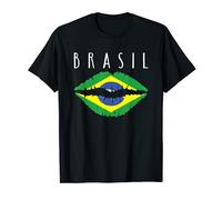 Brasil con Bandera do Brasil Nos Lábios Raízes Brasileiras Camiseta