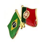 Brasil, Europa brasileña, Portugal, Portugal, UE, Unión Europea, América del Sur, América Latina, metal esmaltado, bandera del país, insignia de amistad juntos, 0, Metal