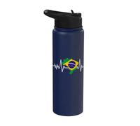 Brasil Latido Del Corazón Bandera Brasileña Mapa Stainless Steel Insulated Water Bottle